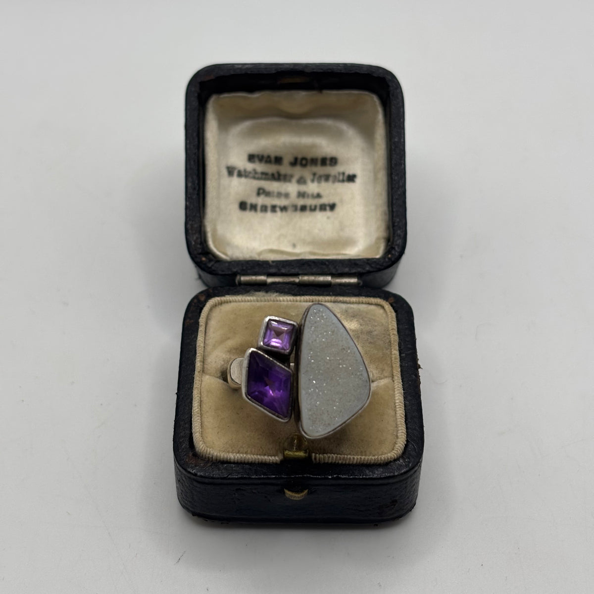 Silver Quartz & Amethyst Ring (Q)