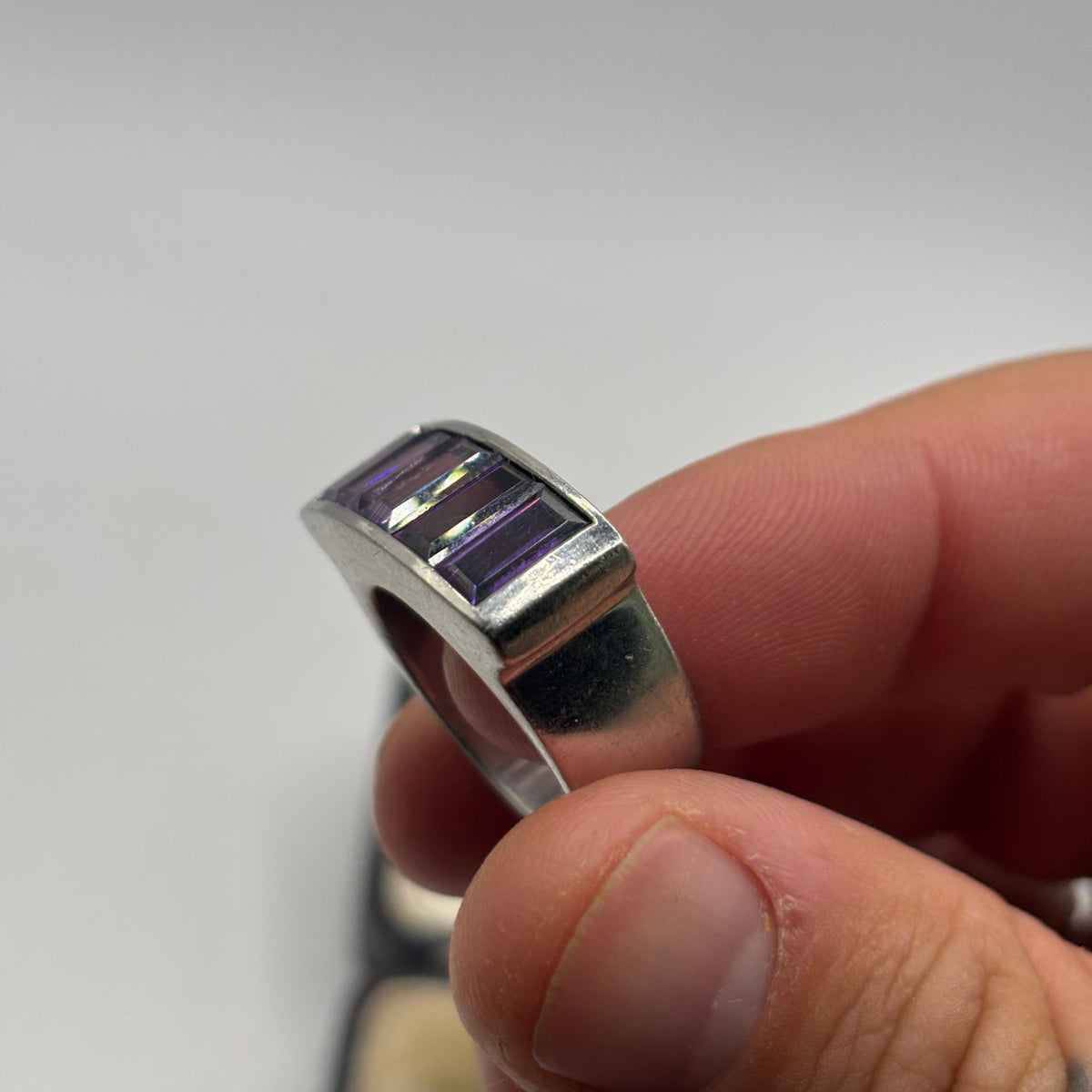 Silver Amazing Heavy Amethyst Ring (O)