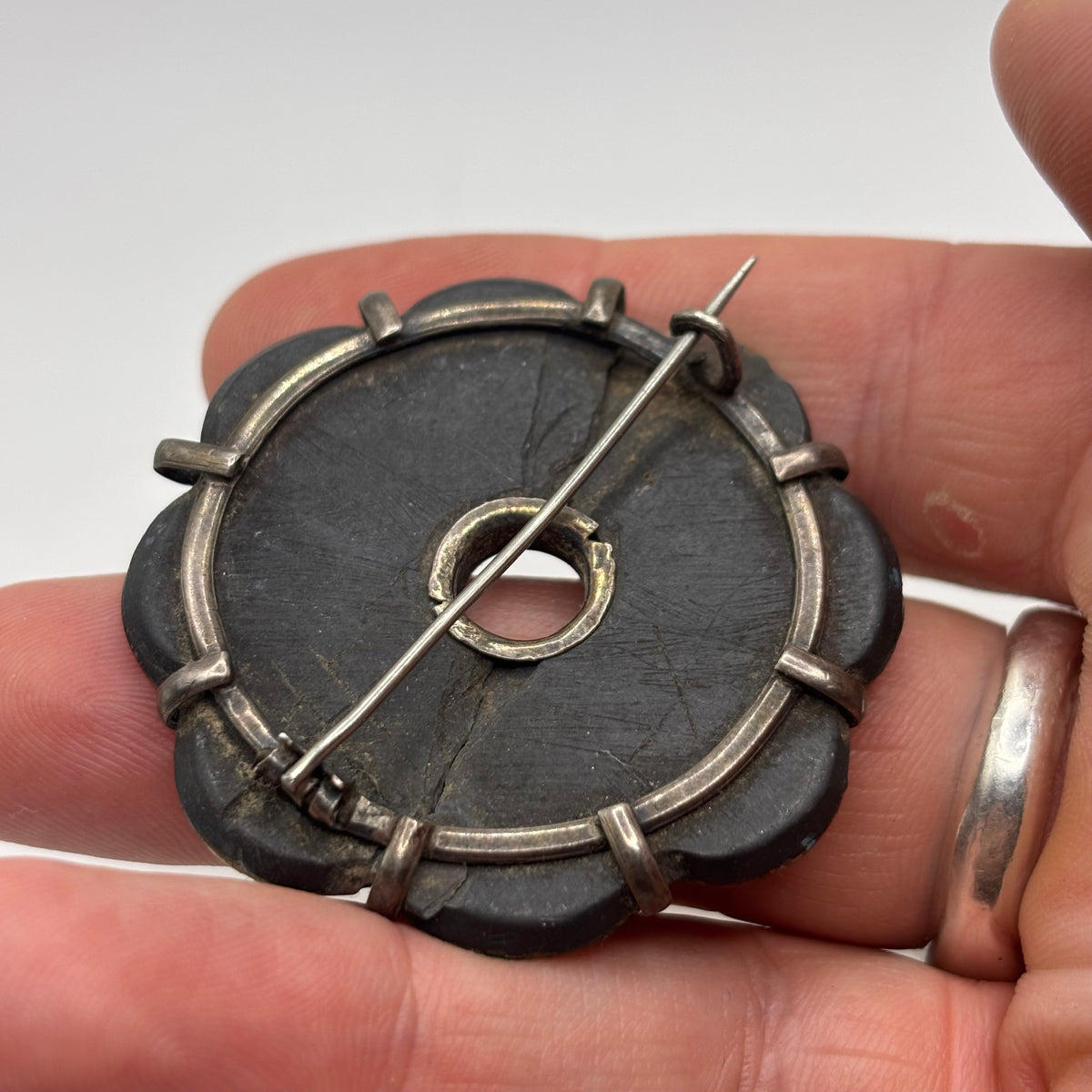 Silver Antique Victorian Agate Brooch