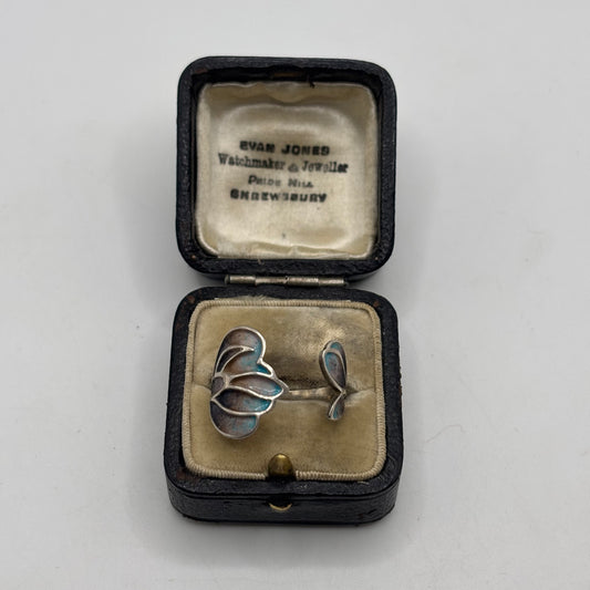 Silver 1970s Norman Grant Enamel Ring (Q)