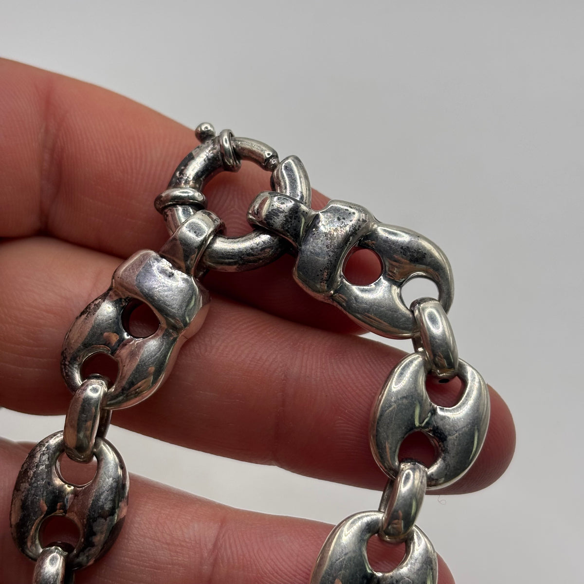 Silver 8” Marina Puff Link Bracelet