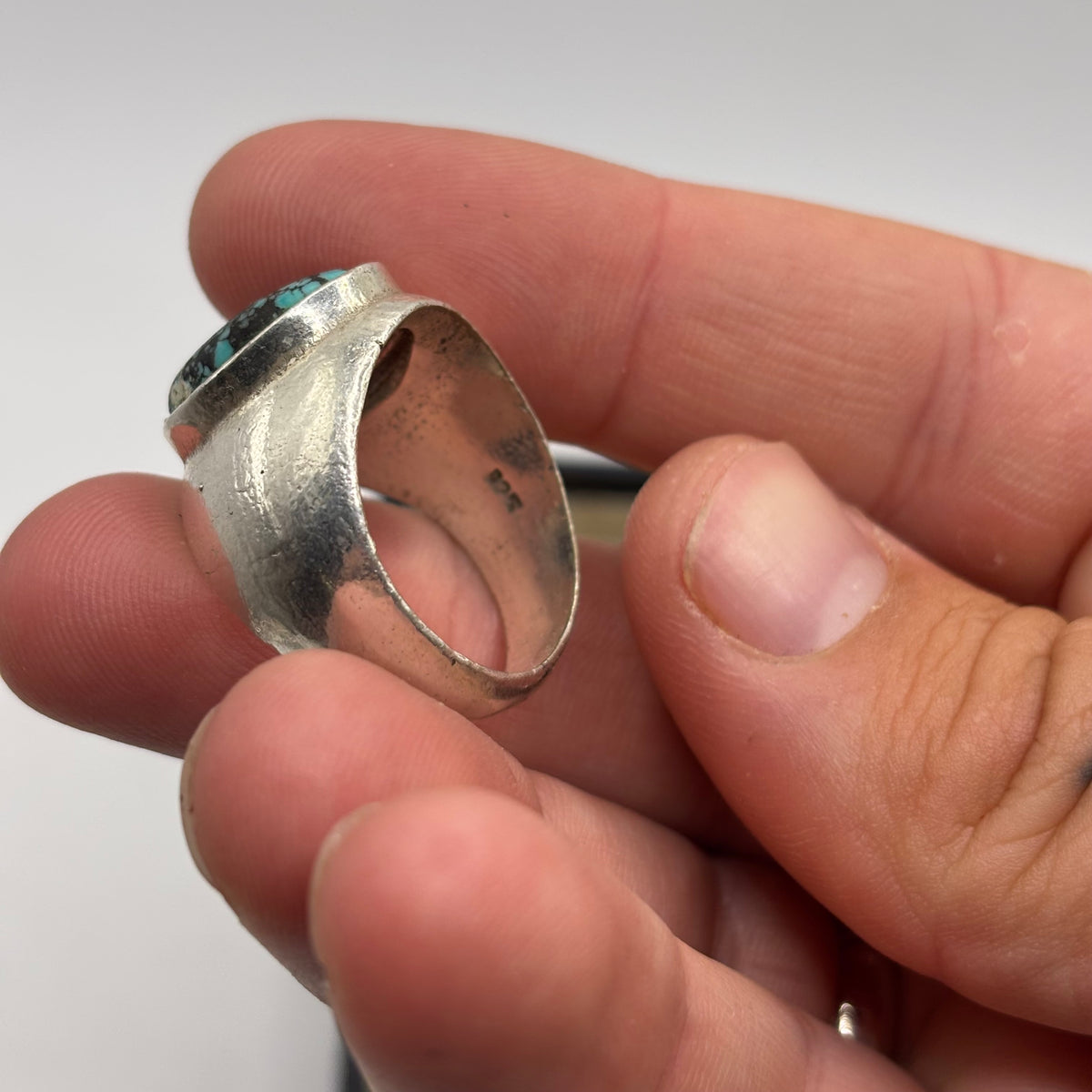 Silver Chunky Turquoise Ring (V)