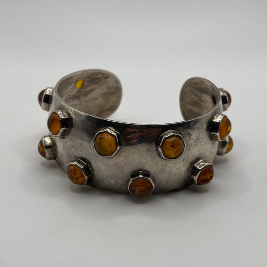 Silver Incredible Amber Modernist Cuff