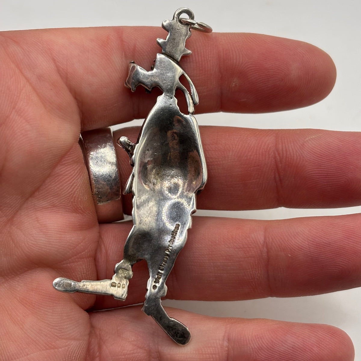Silver Rare Large Goofy Walt Disney Pendant