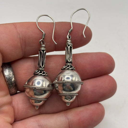 Silver Ball Drop Earrings
