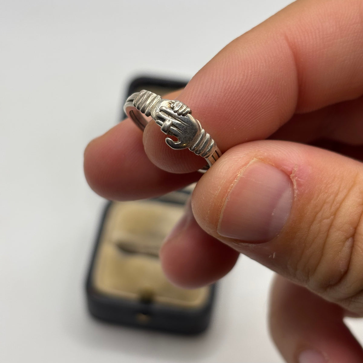 Silver Rare Fede Gimmel Ring (L)