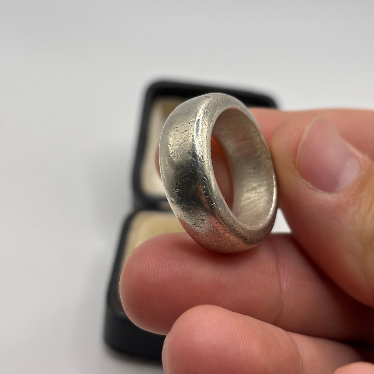 Silver Heavy The Great Frog Band Ring (S)