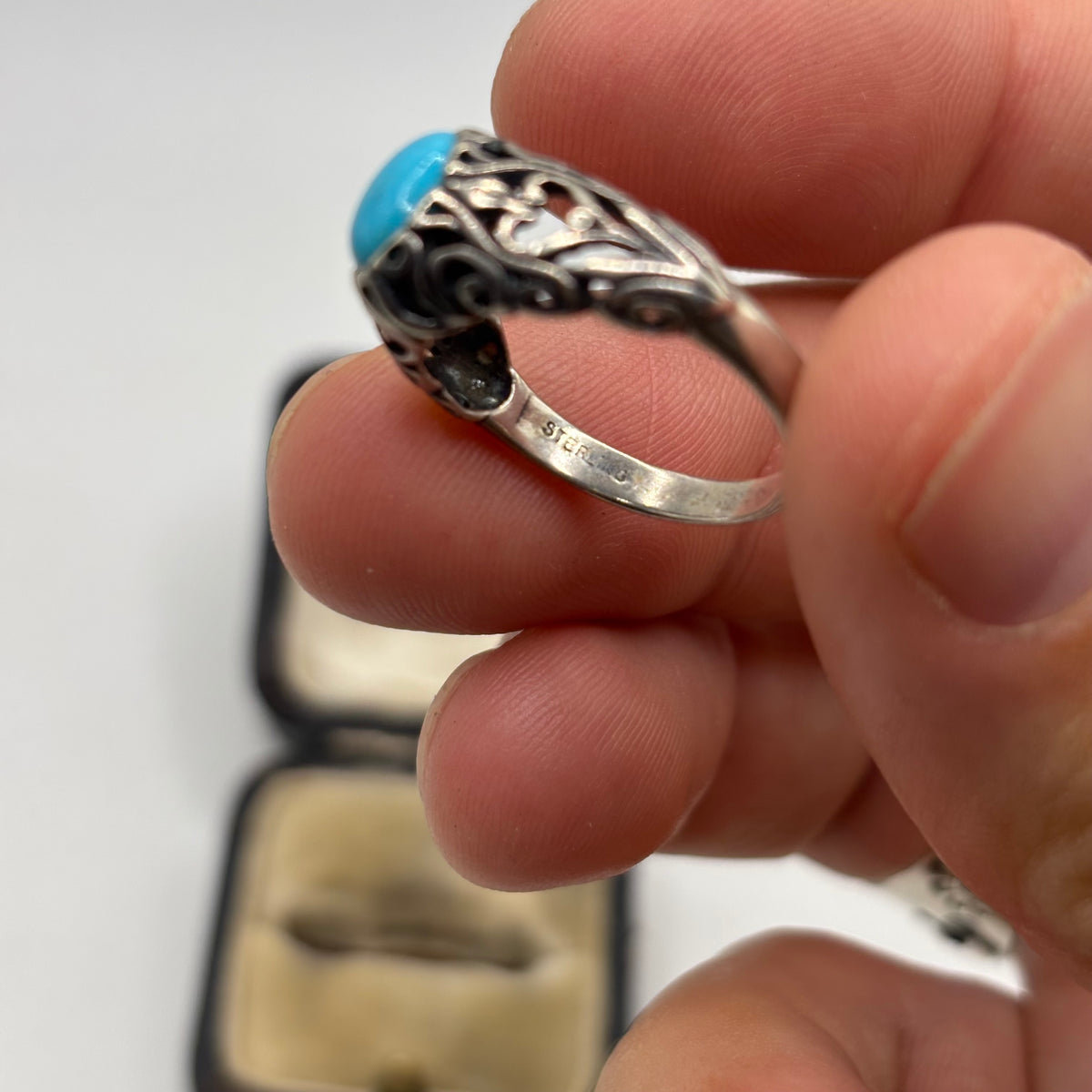 Silver Native American Turquoise Ring (N 1/2)