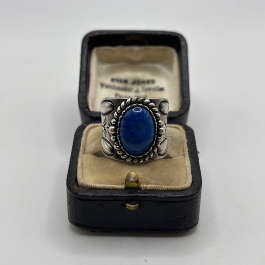 Silver Chunky Carolyn Pollack Lapis Ring (N)