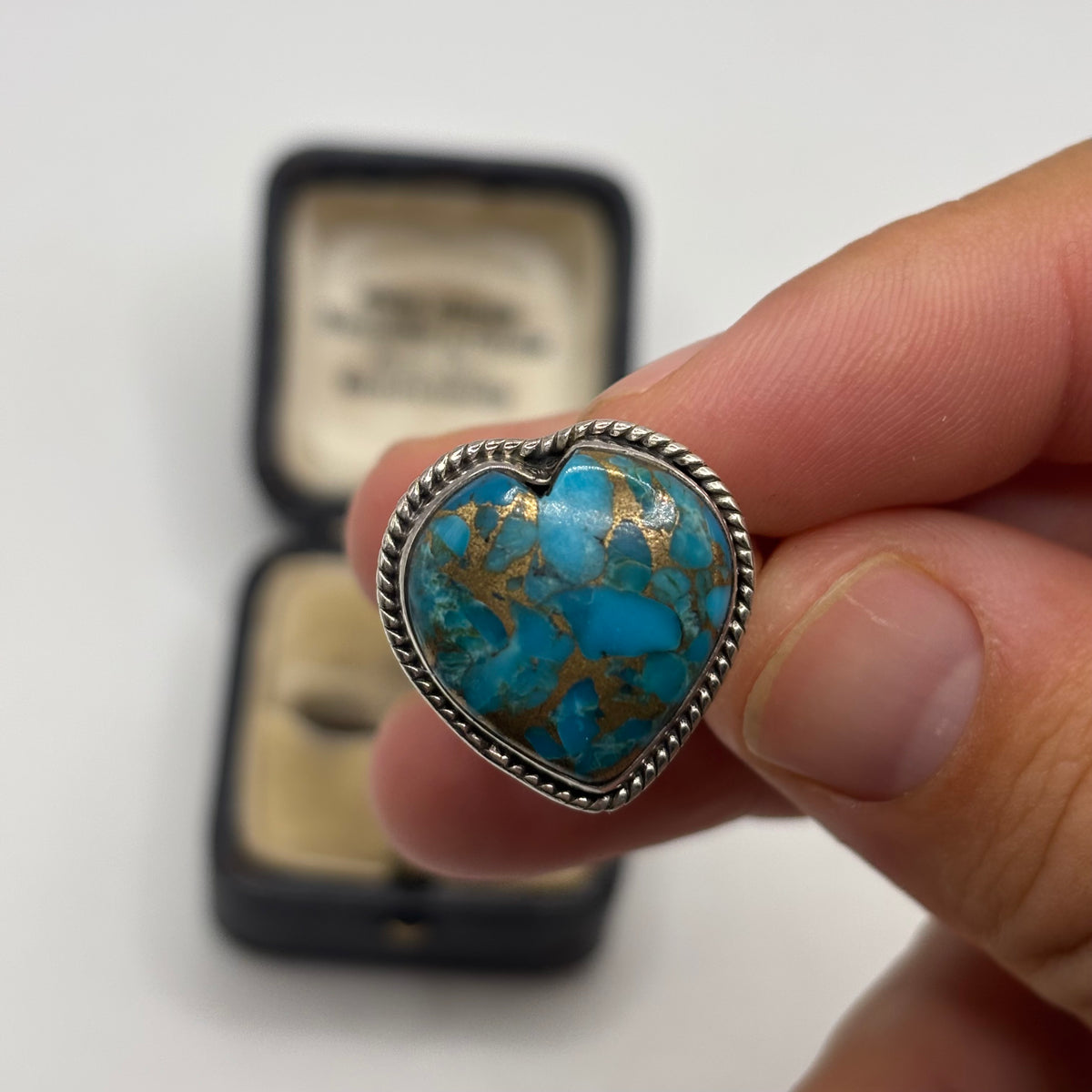Silver Turquoise Heart Ring (T)