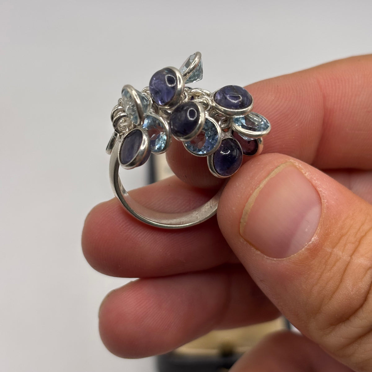 Silver Iolite & Blue Topaz Ring (Q)