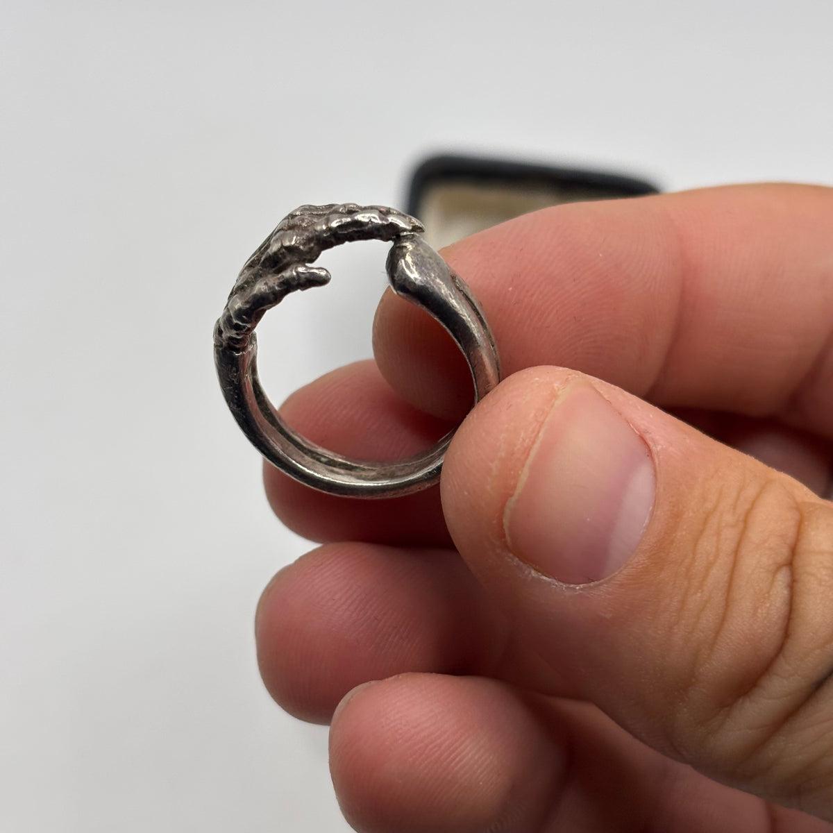 Silver Vintage The Great Frog Skull Hand Ring (P)