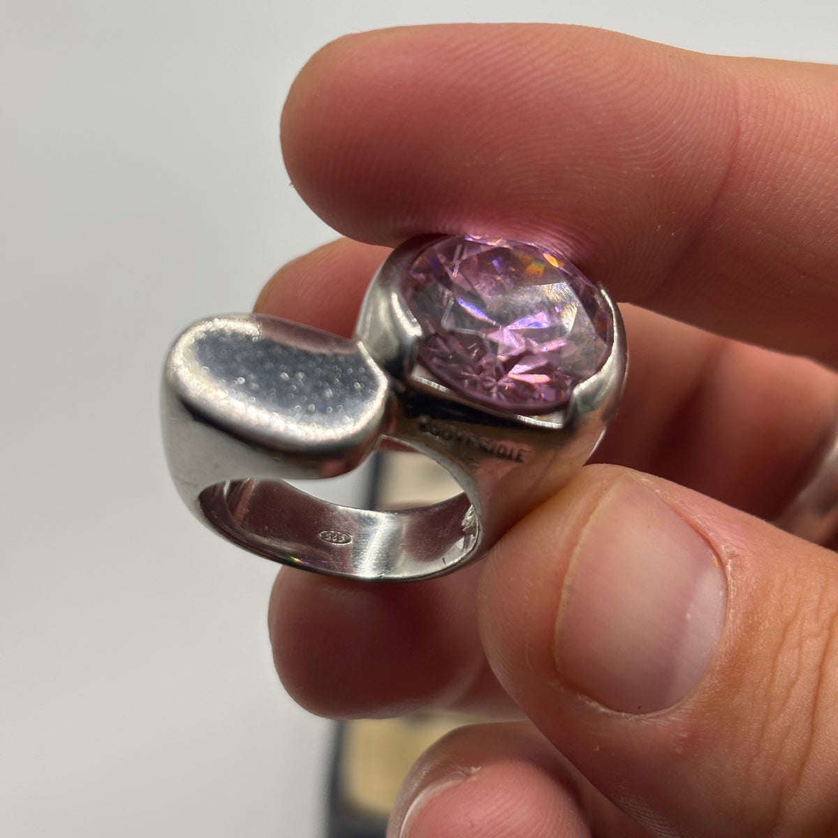 Silver Heavy Pink Topaz Ring (P)
