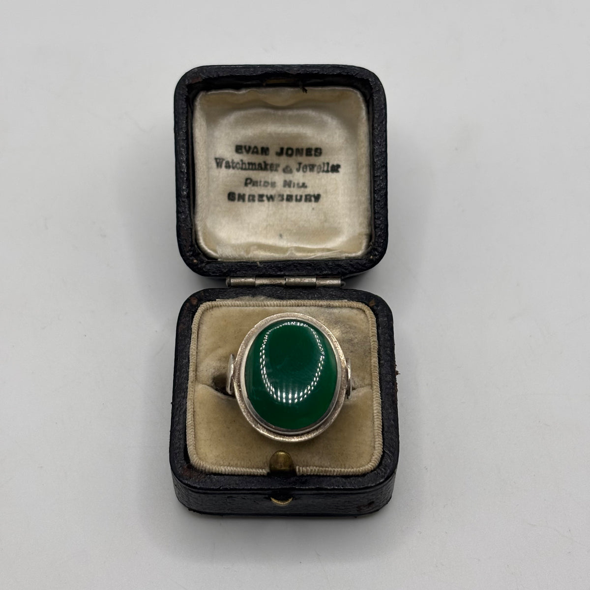 Silver Green Agate Ring (N)