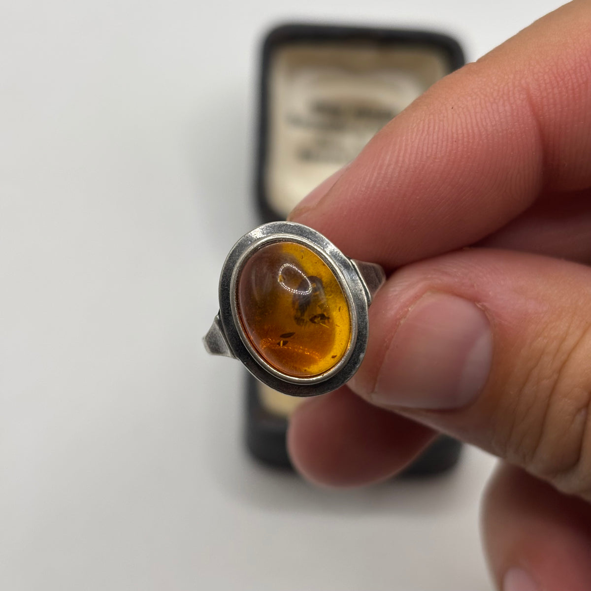 Silver Amber Ring (Q 1/2)