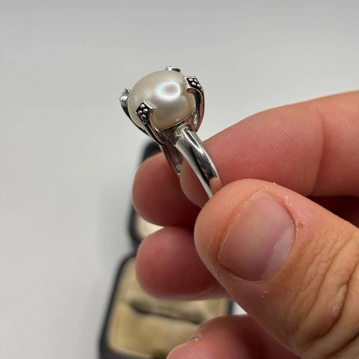 Silver Genuine Pearl Ring (L 1/2)