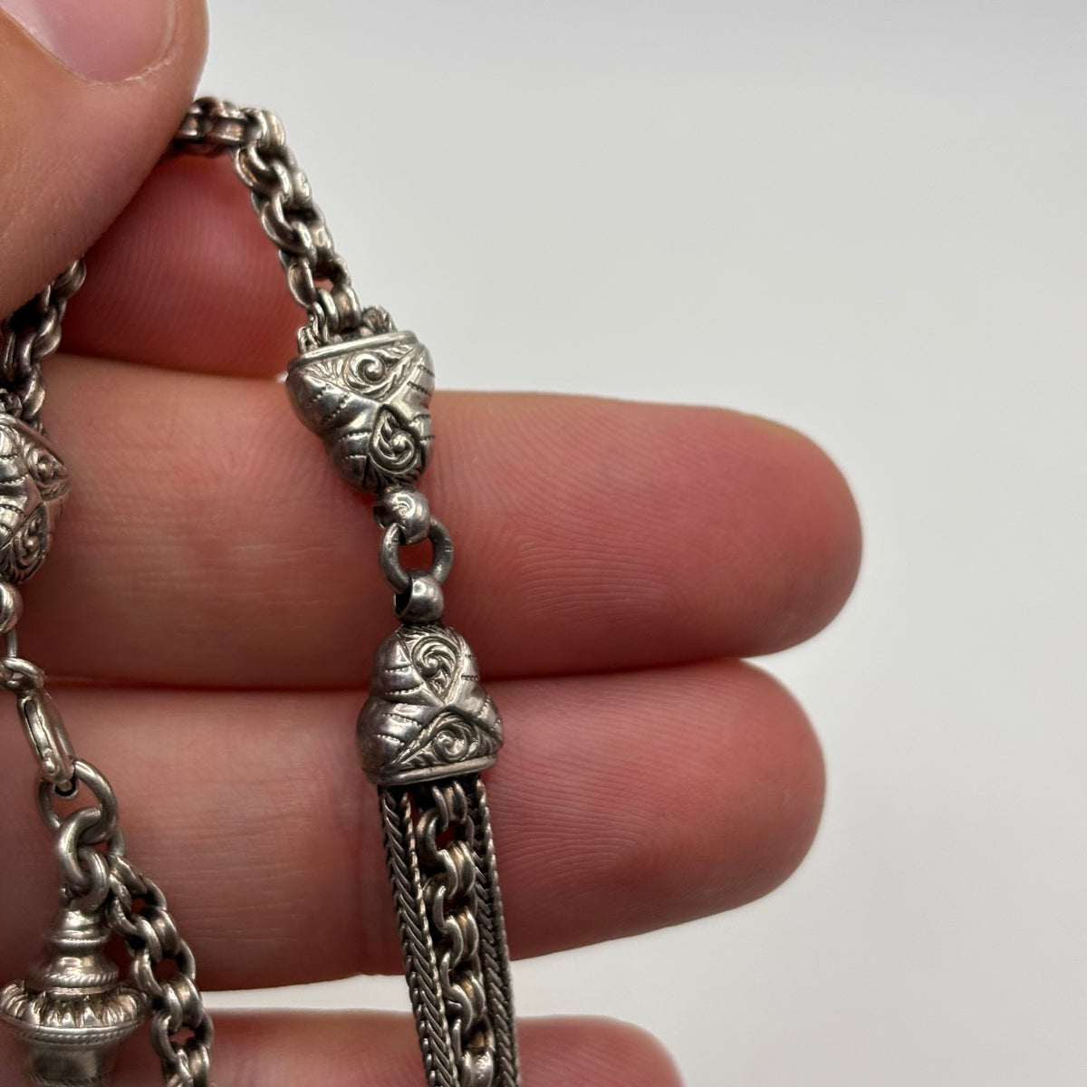 Silver 7.5” Rare Victorian Albertina Bracelet