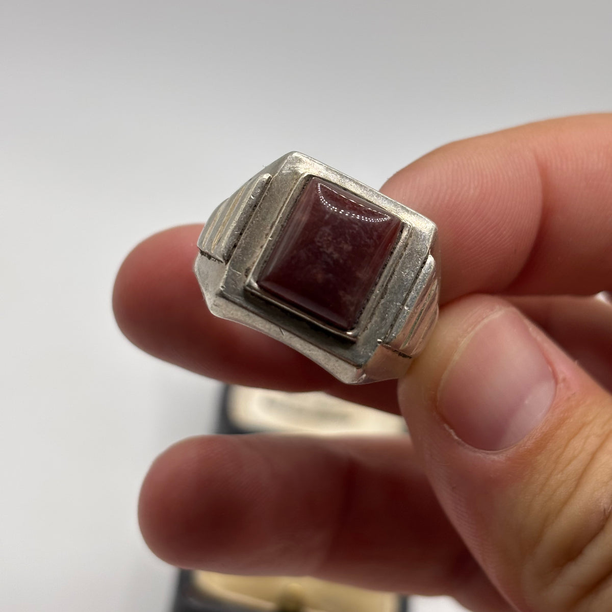 Silver Ruby Heavy Signet Ring (Z + 3)