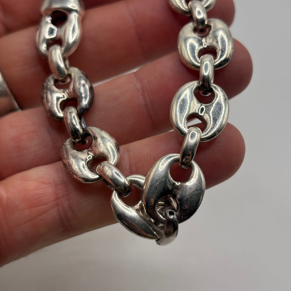 Silver 8” Marina Puff Link Bracelet