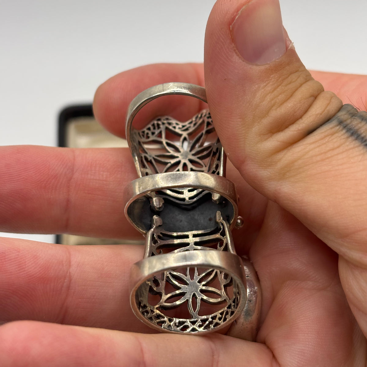 Silver Full Finger Armour Ring (R)