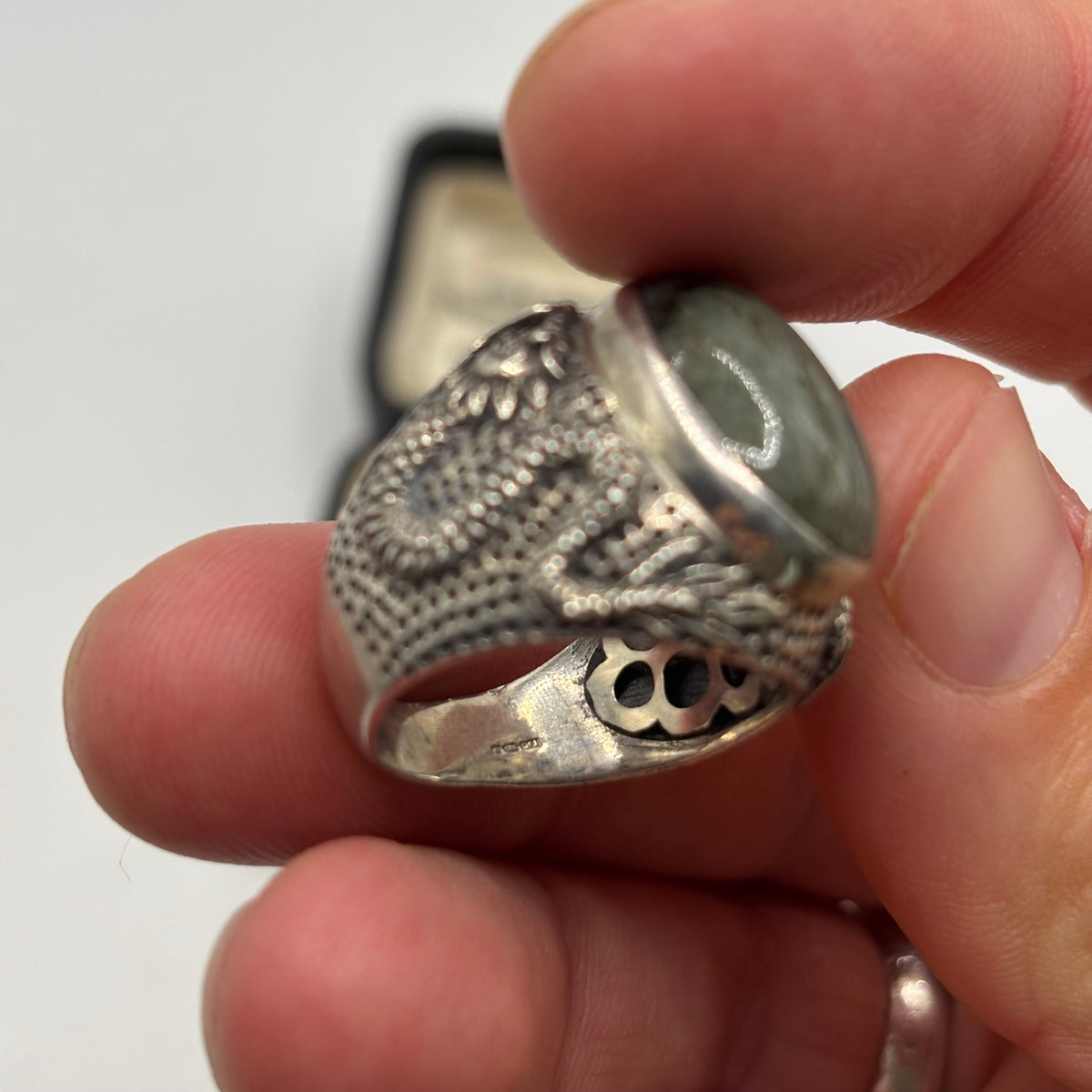 Silver Labradorite Dragon Ring (P)