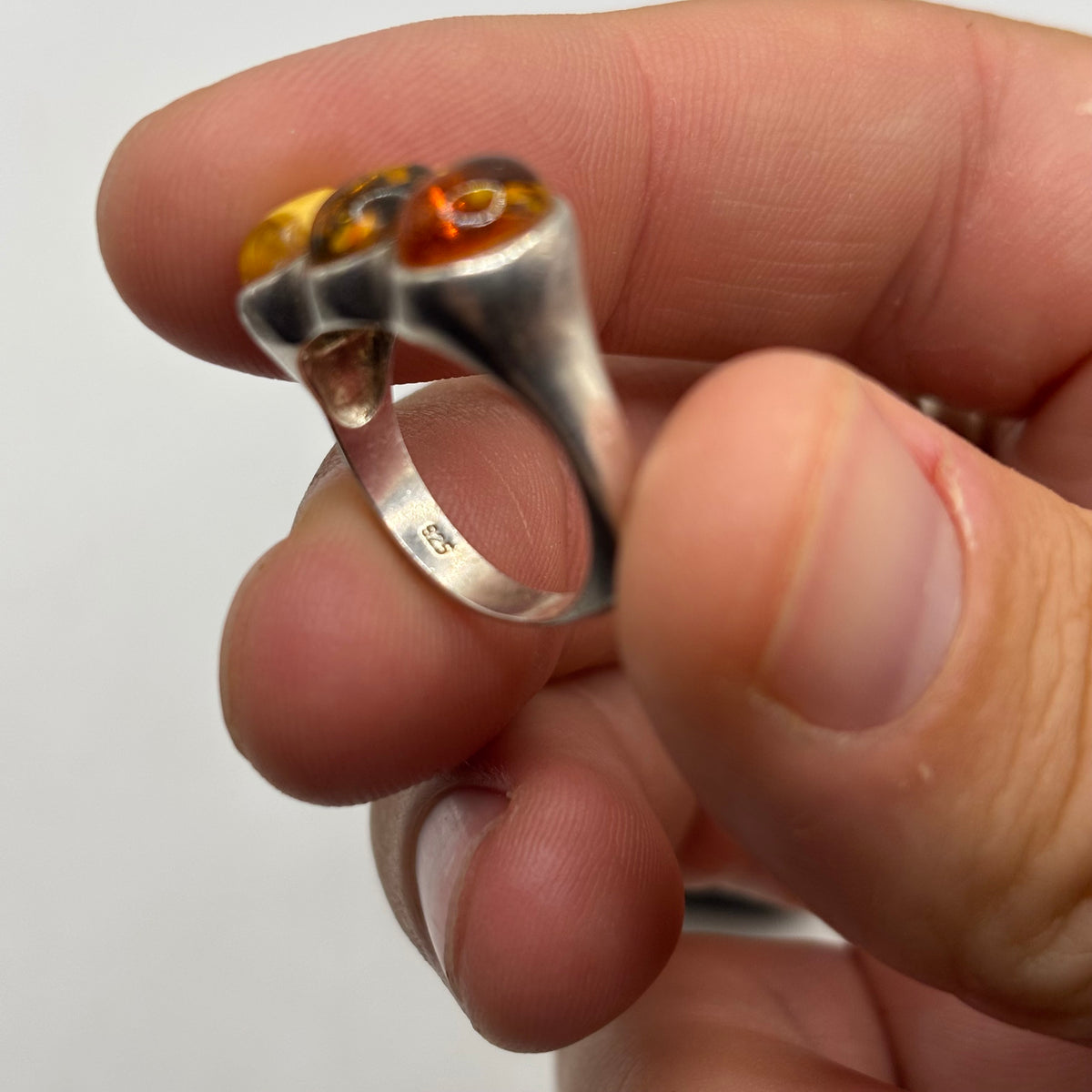 Silver Amber Triple Ring (M)