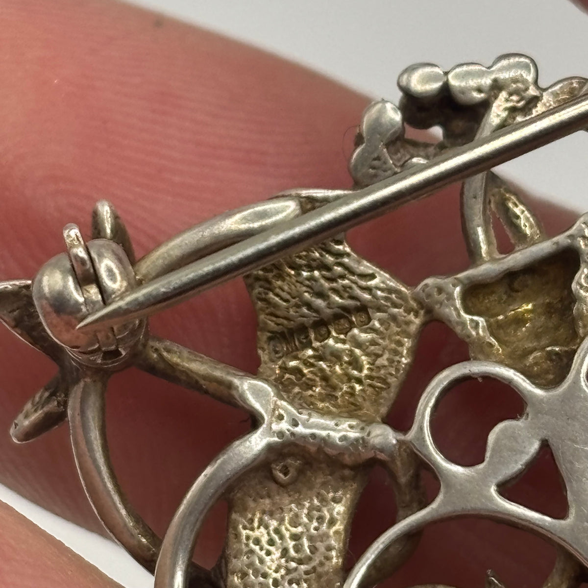 Silver Ola Gorie Love Birds Brooch