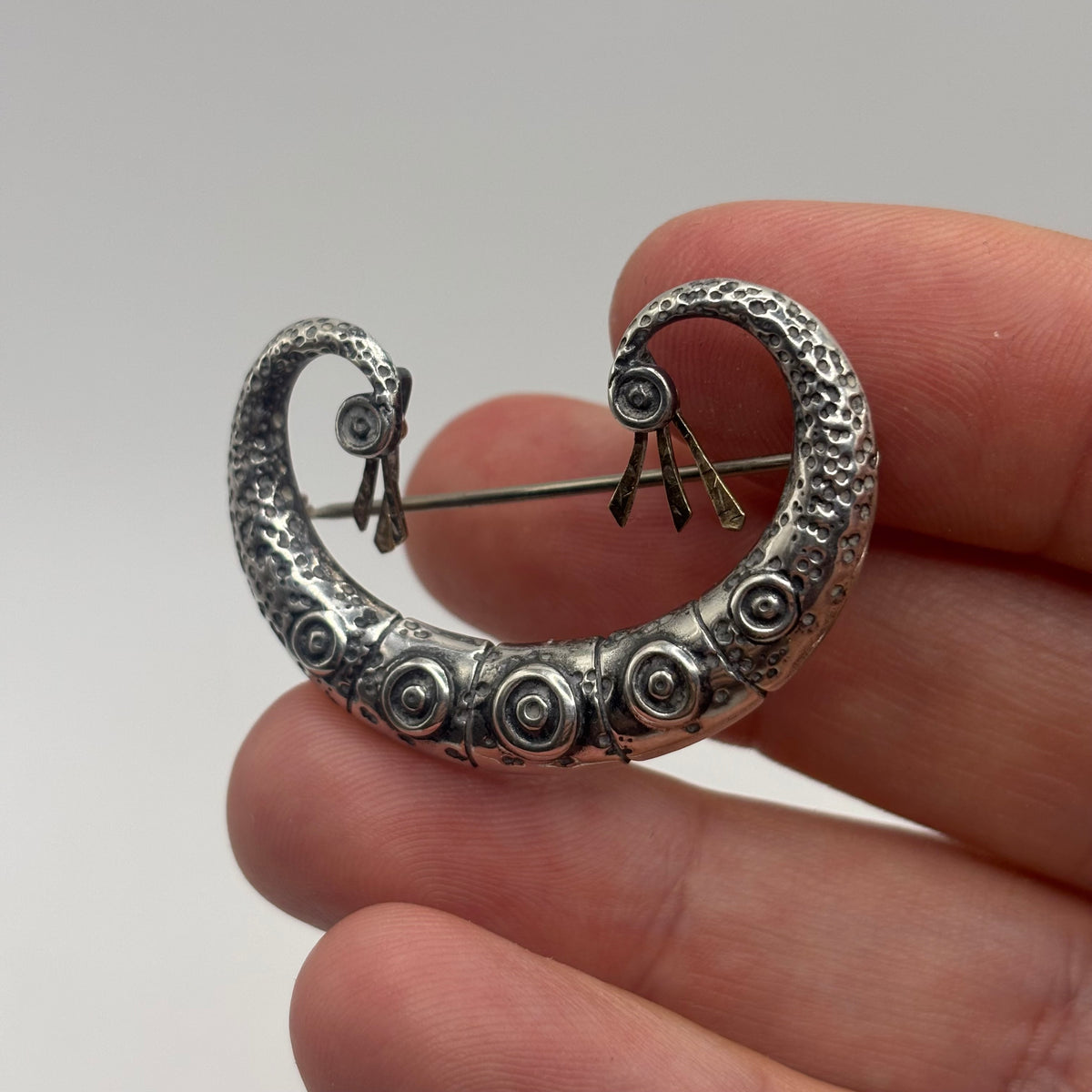 Silver Vintage Ola Gorie Long Boat Brooch
