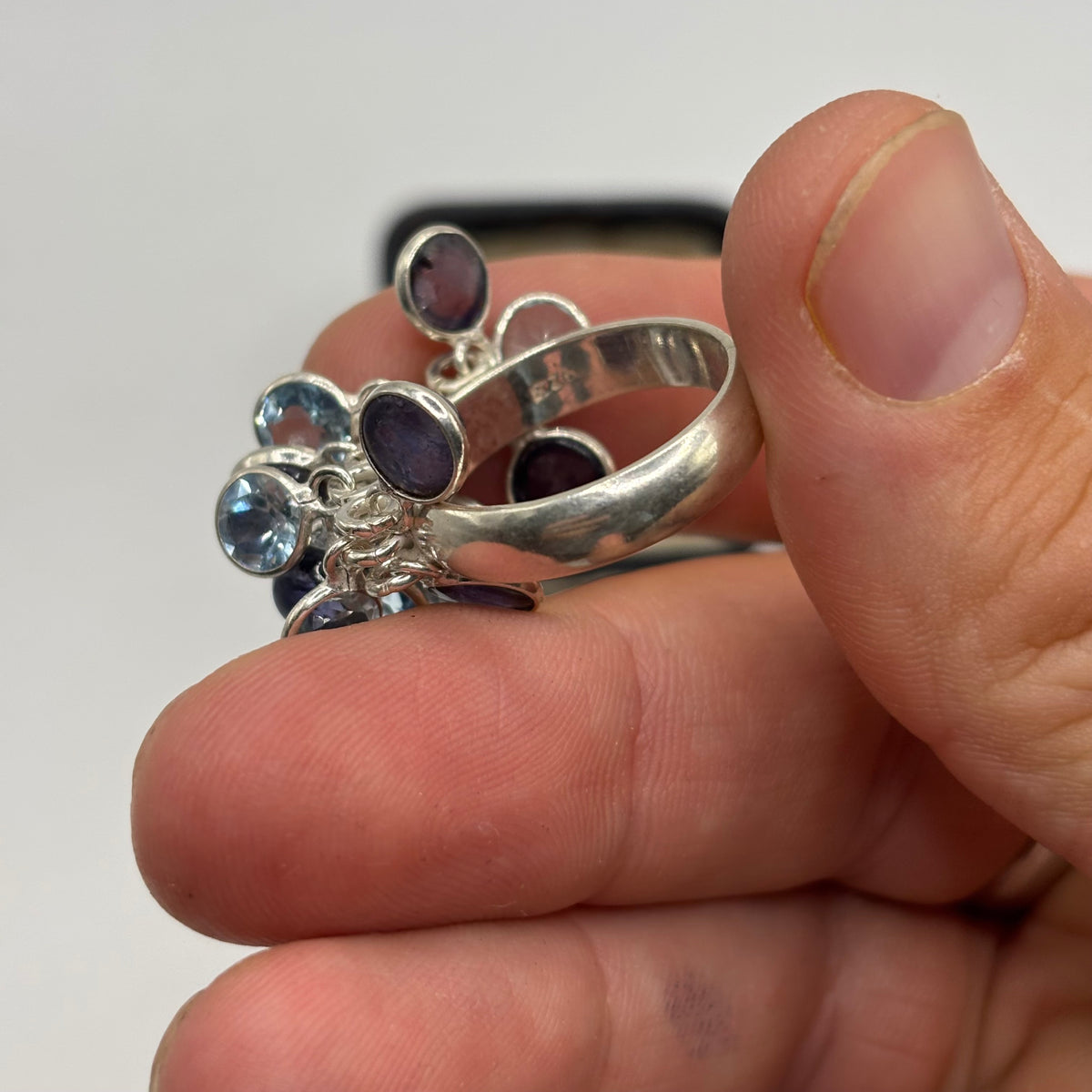 Silver Iolite & Blue Topaz Ring (Q)