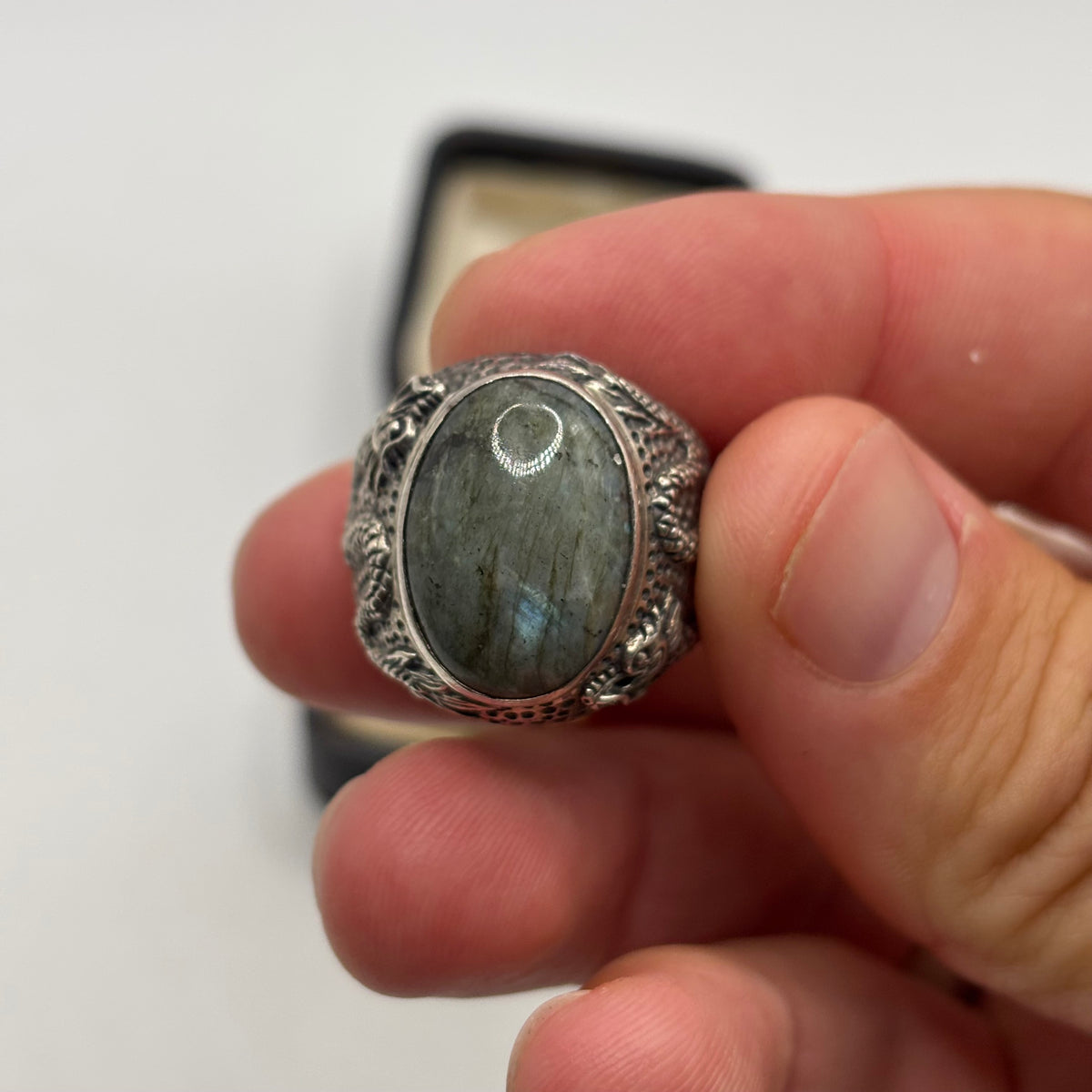 Silver Labradorite Dragon Ring (P)