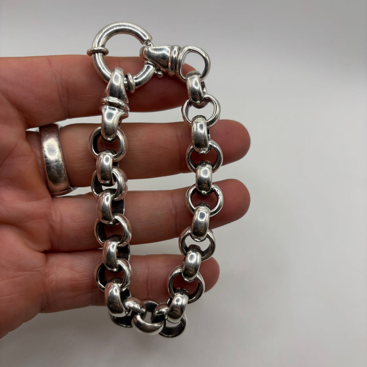 Silver 8.5” Chunky Puff Link Belcher Bracelet