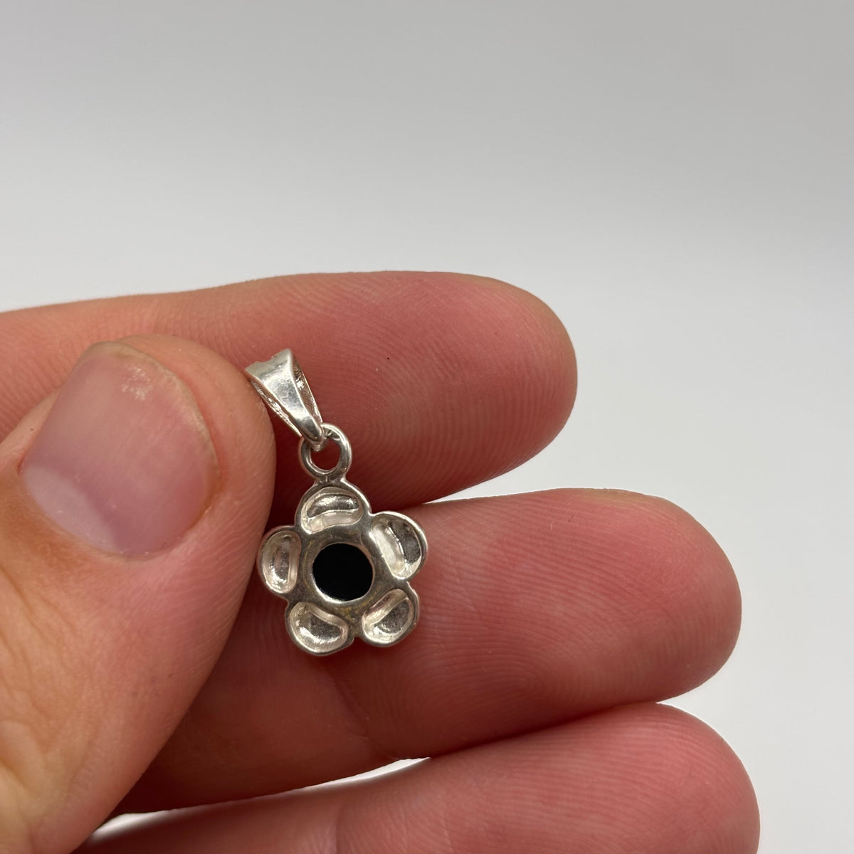 Silver Green Amber Flower Pendant