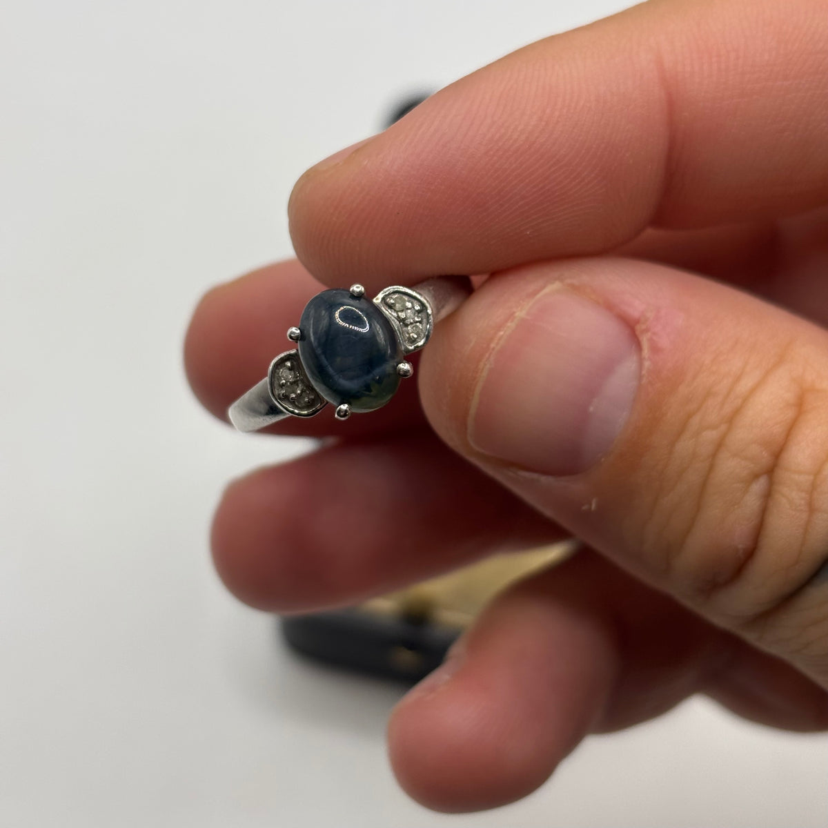 Silver Black Star Sapphire Ring (P)