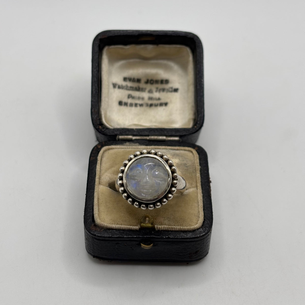 Silver Moonstone Moon Face Ring (P)