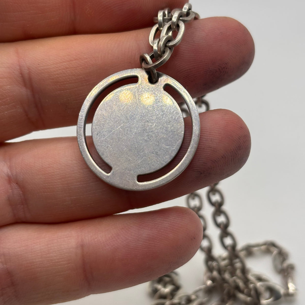 Silver 22” Gucci Medallion Necklace