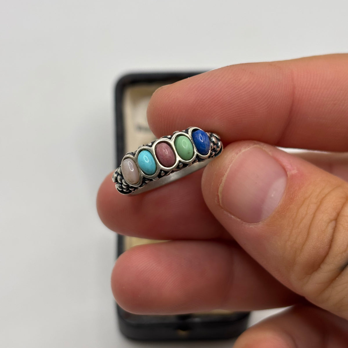 Silver Multi Gem Carolyn Pollack Ring (Q)
