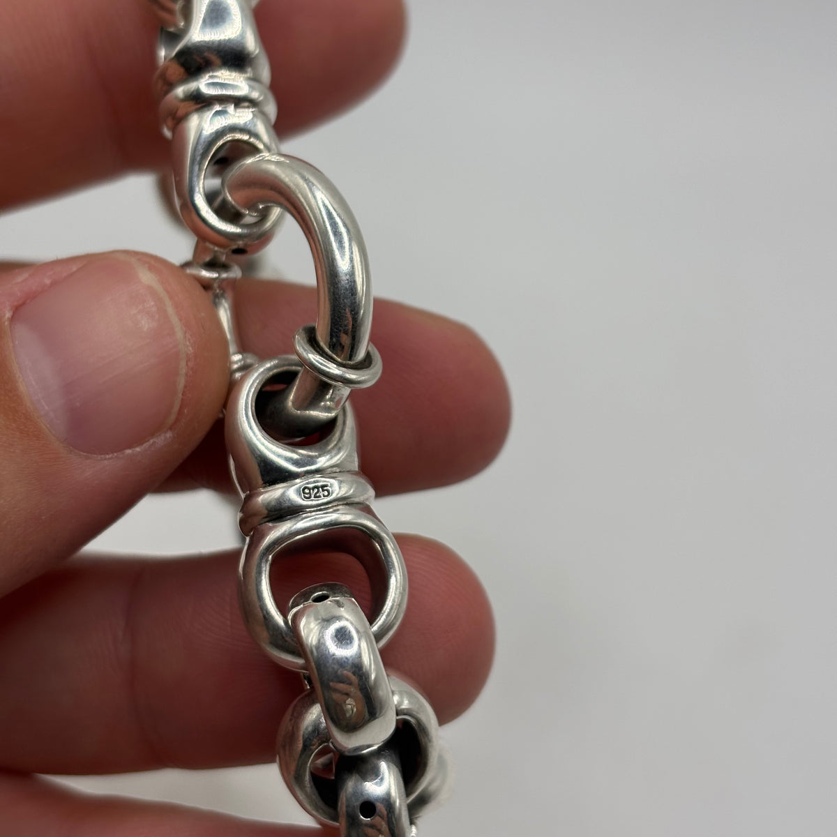Silver 8.5” Chunky Puff Link Belcher Bracelet