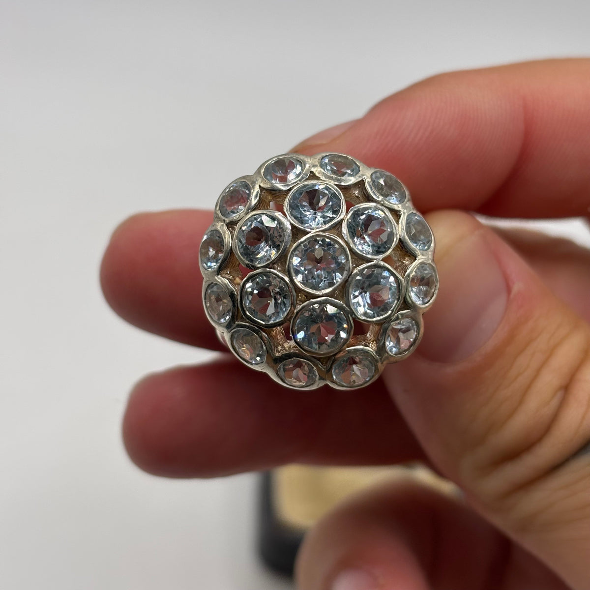 Silver Blue Topaz Chunky Ring (R)