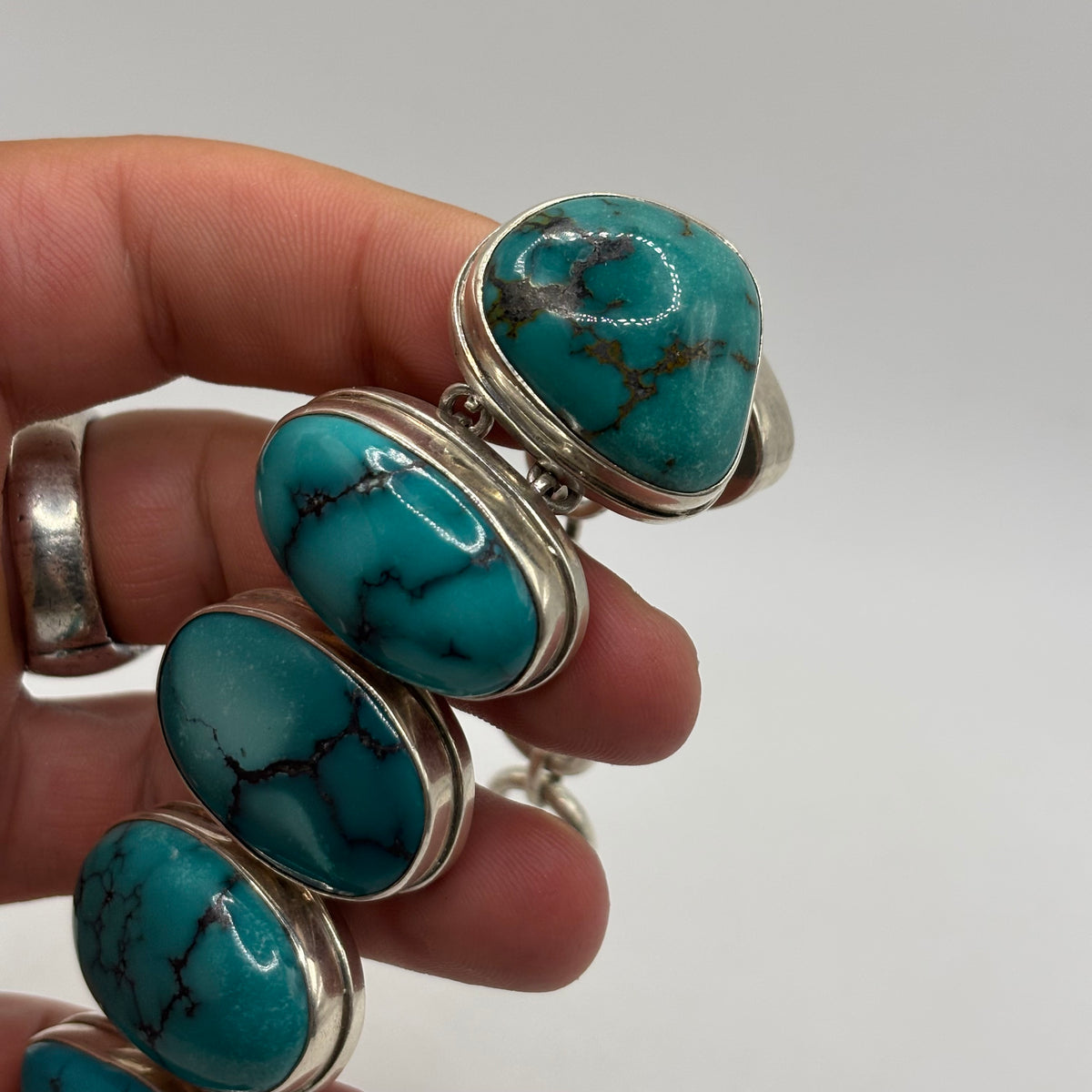 Silver 7”-8” Amazing Heavy Turquoise Bracelet