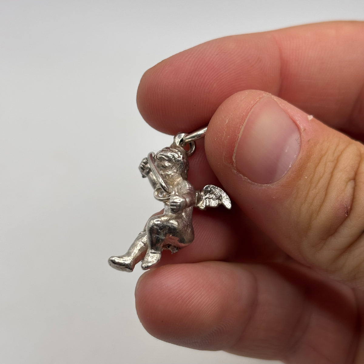 Silver Heavy Vintage Cherub Pendant