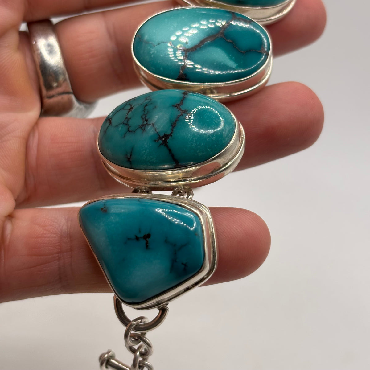 Silver 7”-8” Amazing Heavy Turquoise Bracelet