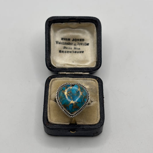 Silver Turquoise Heart Ring (T)