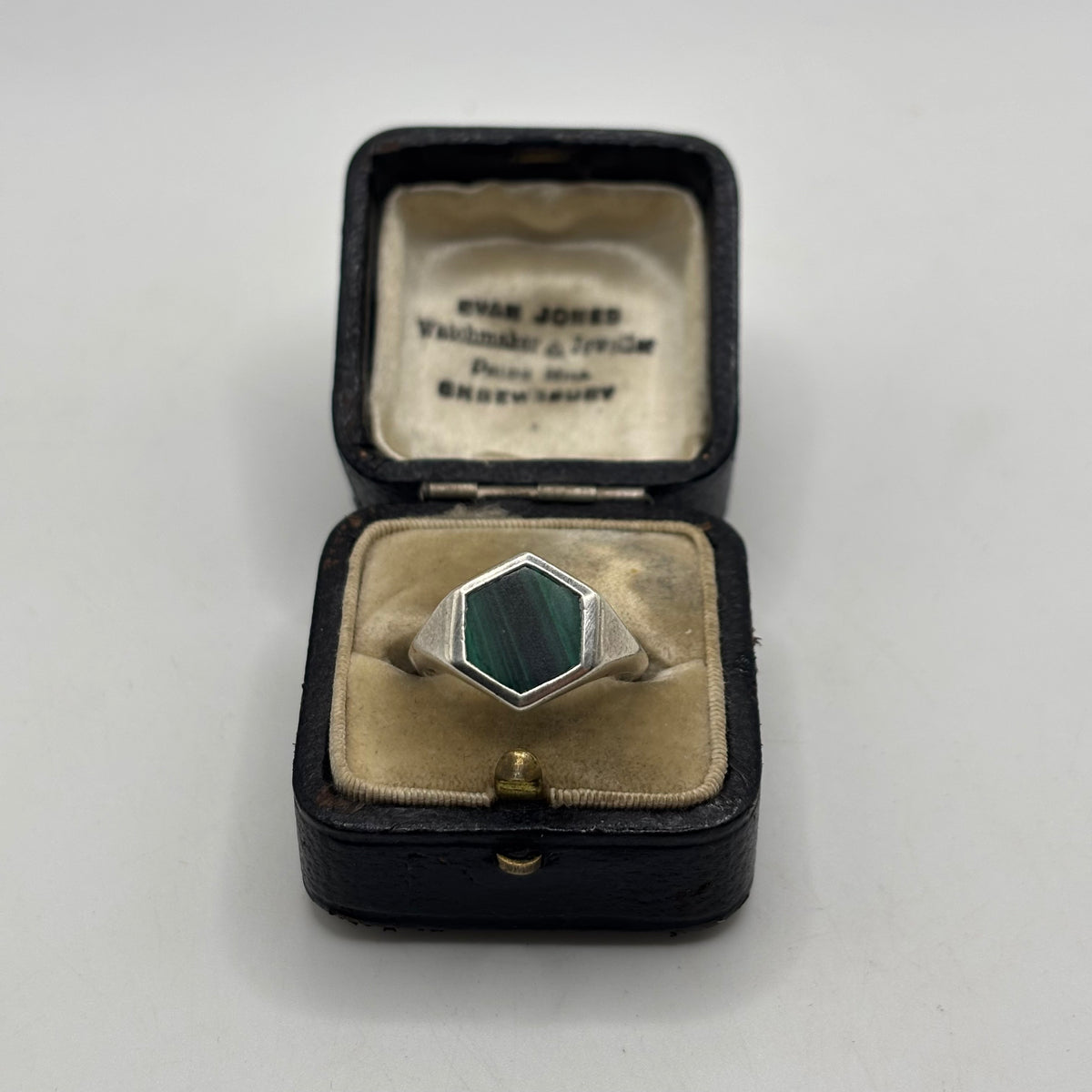 Silver Malachite Signet Ring (N)