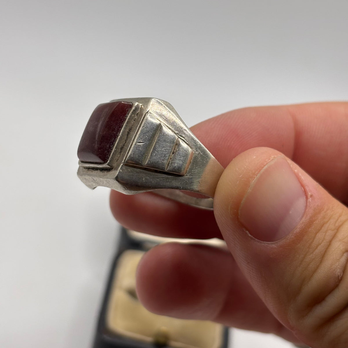 Silver Ruby Heavy Signet Ring (Z + 3)