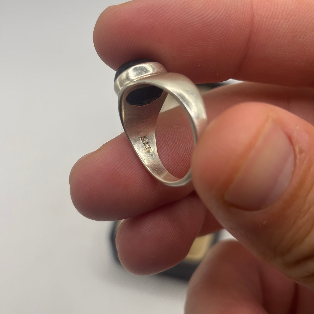 Silver Star Sapphire Signet Ring (O)