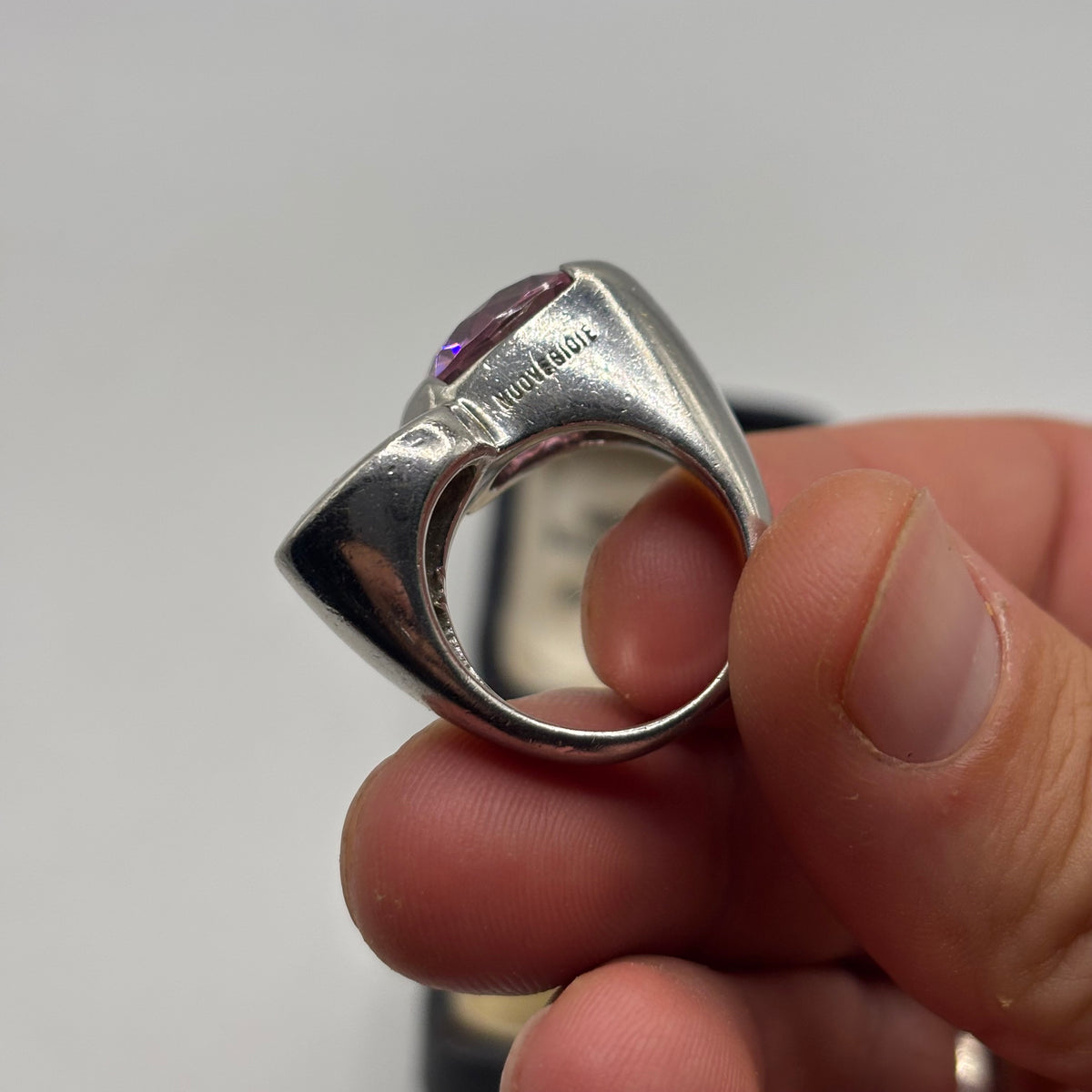 Silver Heavy Pink Topaz Ring (P)