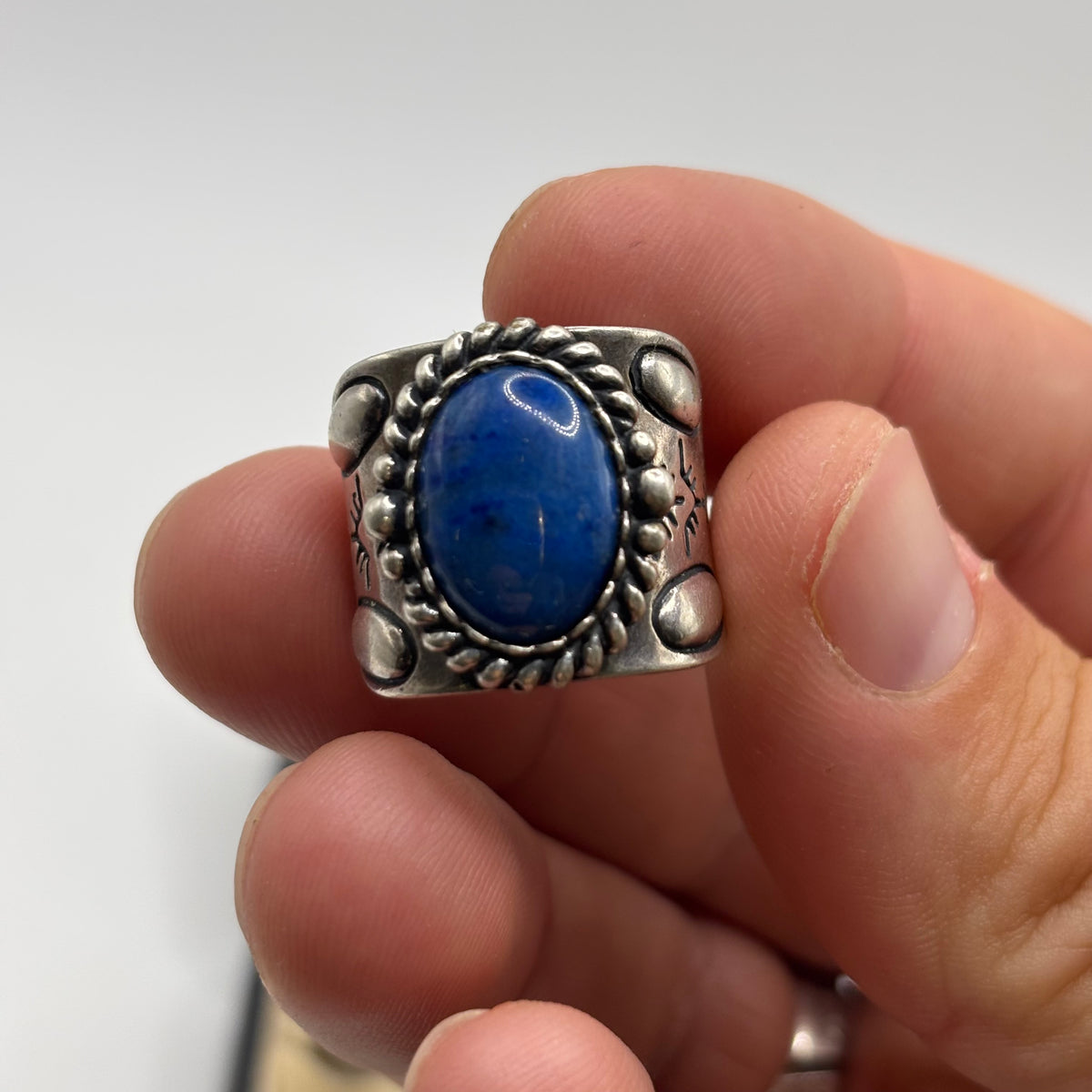 Silver Chunky Carolyn Pollack Lapis Ring (N)