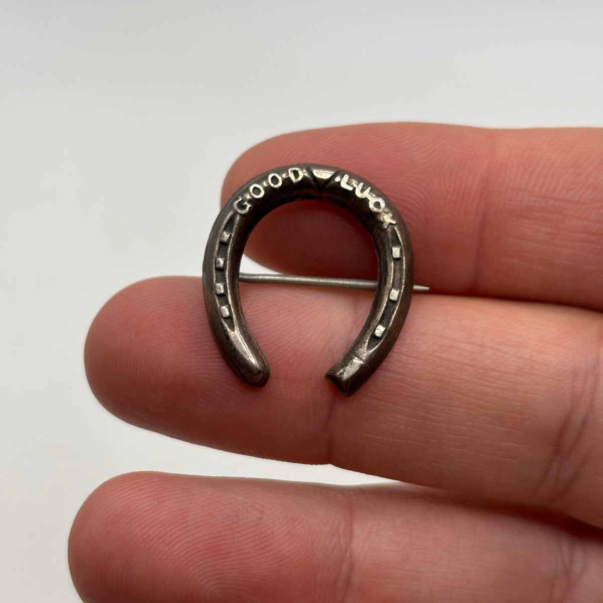 Silver Good Luck Horseshoe Brooch
