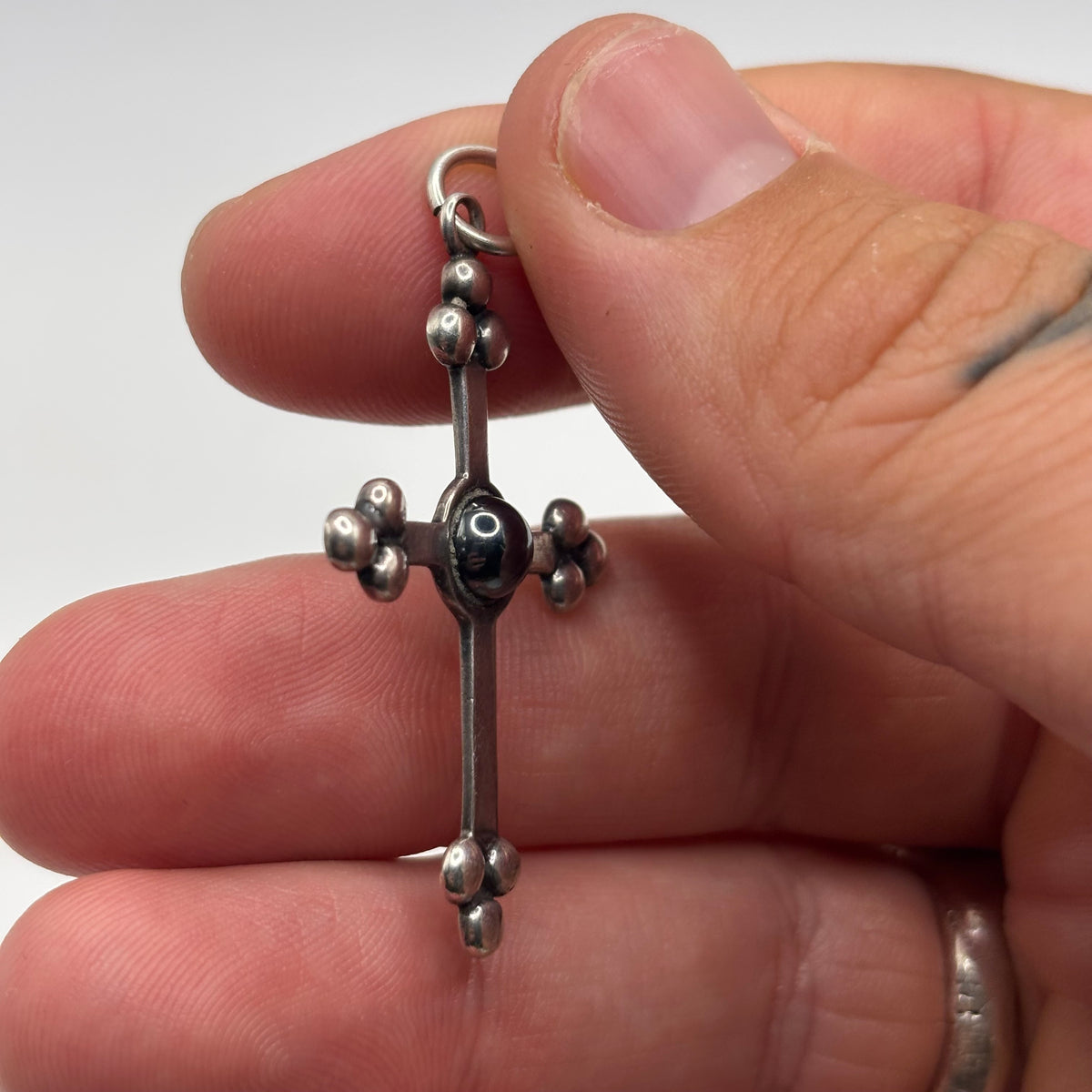 Silver Hematite Cross Pendant