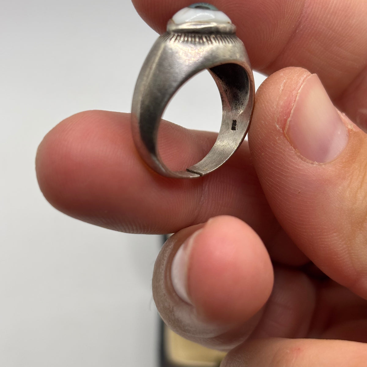 Silver Blue Eye Ring (O)